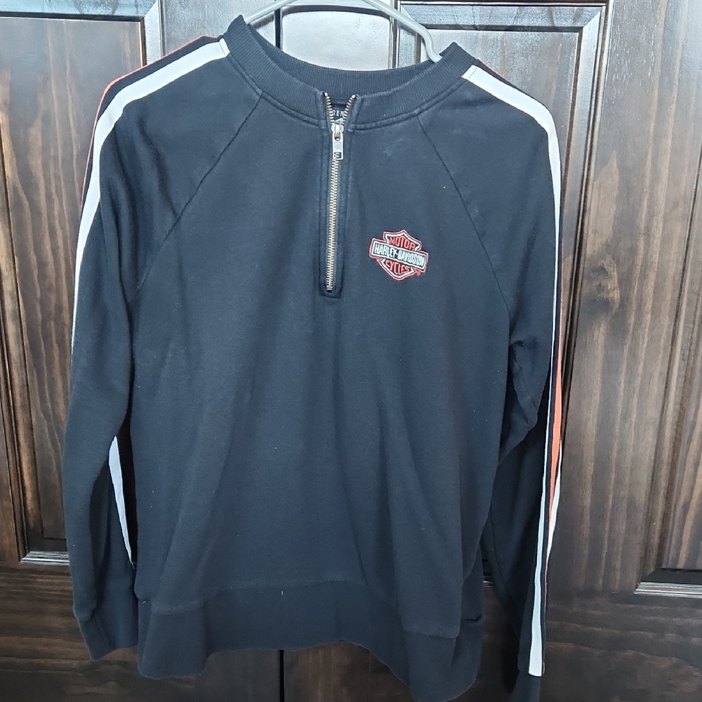 Harley-Davidson Black Pullover Sweater with Zip Neck